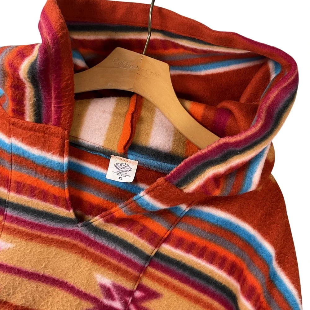El Paso Saddleblanket Fleece Hoodie XL Orange‎ Southwestern Aztec Cross
